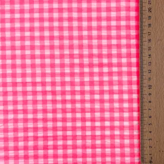 Cotton fabric YARN DYED NEON SMALL Checks pink