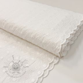 Cotton fabric EMBROIDERY TWO-SIDE SCALLOP Verena white