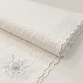 Cotton fabric EMBROIDERY TWO-SIDE SCALLOP Verena white