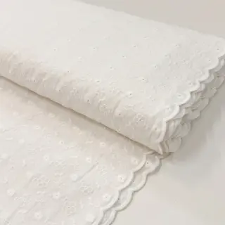 Cotton fabric EMBROIDERY TWO-SIDE SCALLOP Verena white