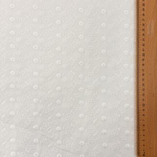 Cotton fabric EMBROIDERY TWO-SIDE SCALLOP Verena white
