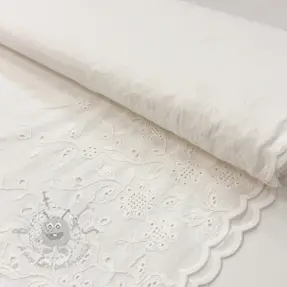 Cotton fabric VOILE EMBROIDERY ONE-SIDE BORDER white