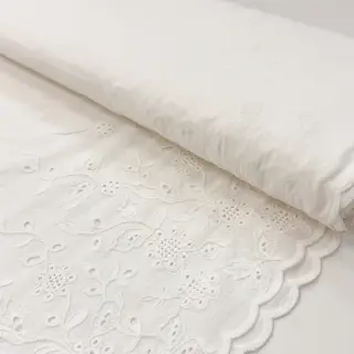 Cotton fabric VOILE EMBROIDERY ONE-SIDE BORDER white