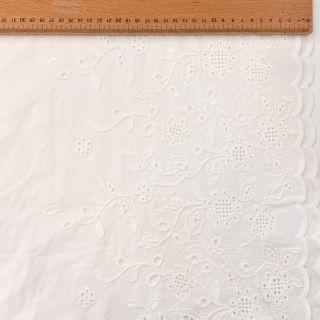 Cotton fabric VOILE EMBROIDERY ONE-SIDE BORDER white