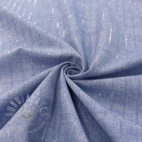 Cotton fabric YARN DYED Stripes LUREX blue