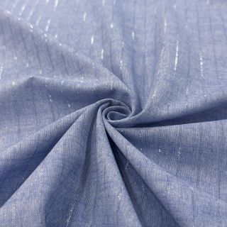 Cotton fabric YARN DYED Stripes LUREX blue