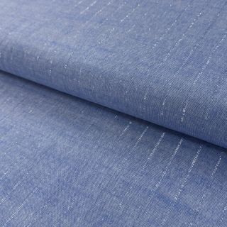Cotton fabric YARN DYED Stripes LUREX blue