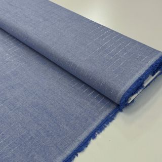 Cotton fabric YARN DYED Stripes LUREX blue