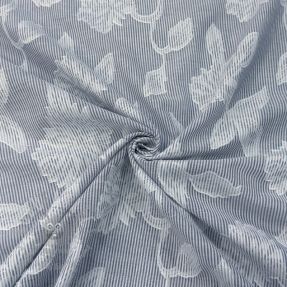 Cotton fabric YARN DYED Stripes JACQUARD Flowers navy
