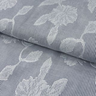 Cotton fabric YARN DYED Stripes JACQUARD Flowers navy