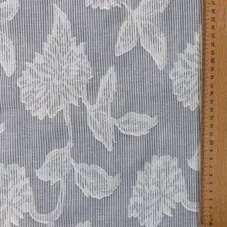Cotton fabric YARN DYED Stripes JACQUARD Flowers navy