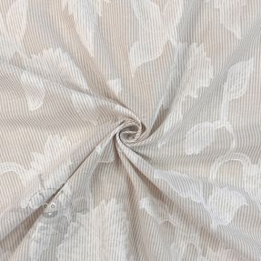 Cotton fabric YARN DYED Stripes JACQUARD Flowers sand