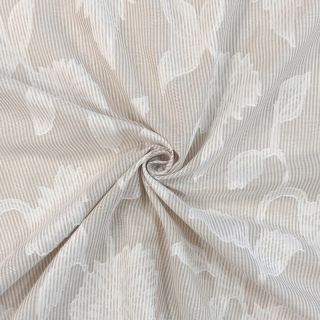 Cotton fabric YARN DYED Stripes JACQUARD Flowers sand