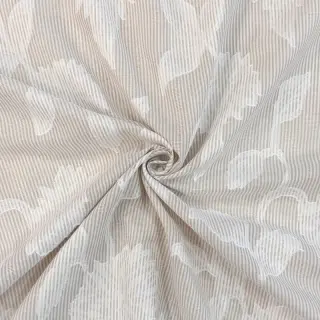 Cotton fabric YARN DYED Stripes JACQUARD Flowers sand