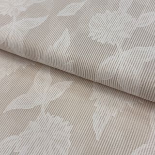 Cotton fabric YARN DYED Stripes JACQUARD Flowers sand