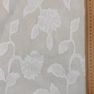 Cotton fabric YARN DYED Stripes JACQUARD Flowers sand