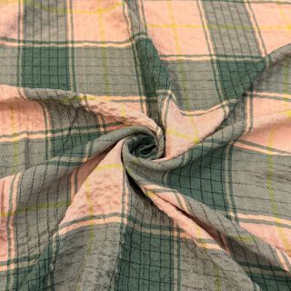 Viscose CRINKLE Check peach
