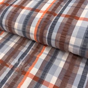 Cotton fabric SEERSUCKER YARN DYED Checks blue