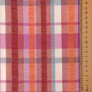 Cotton fabric SEERSUCKER YARN DYED Checks pink