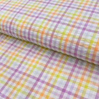Cotton fabric SEERSUCKER YARN DYED Checks multi