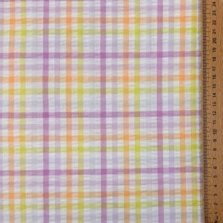 Cotton fabric SEERSUCKER YARN DYED Checks multi