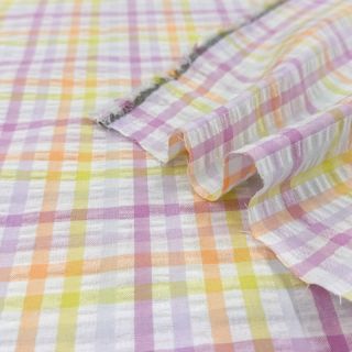 Cotton fabric SEERSUCKER YARN DYED Checks multi