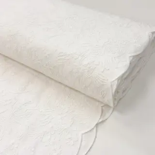 Cotton fabric VOILE EMBROIDERY Flowers TWO-SIDED SCALLOP white
