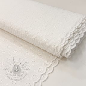 Cotton fabric EMBROIDERY TWO-SIDE SCALLOP Simi white