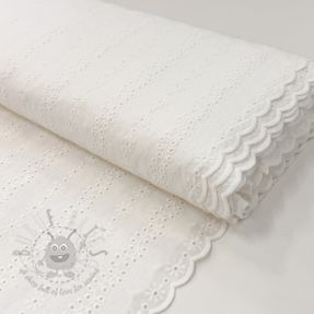 Cotton fabric EMBROIDERY TWO-SIDE SCALLOP Neo white