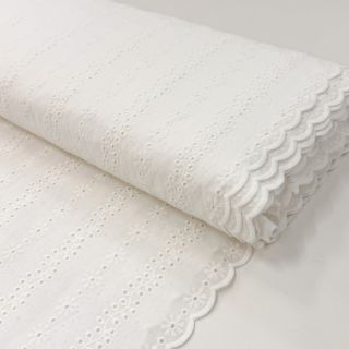 Cotton fabric EMBROIDERY TWO-SIDE SCALLOP Neo white