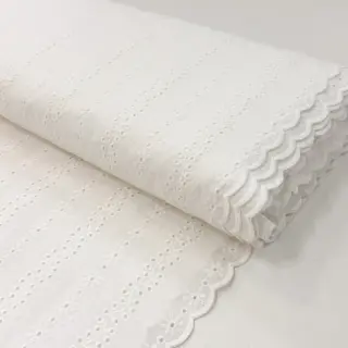 Cotton fabric EMBROIDERY TWO-SIDE SCALLOP Neo white
