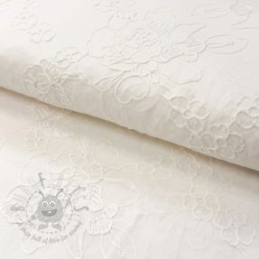 Cotton fabric VOILE EMBROIDERY Flowers white