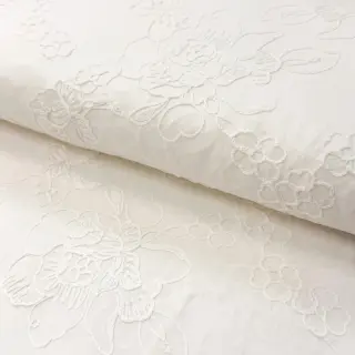Cotton fabric VOILE EMBROIDERY Flowers white