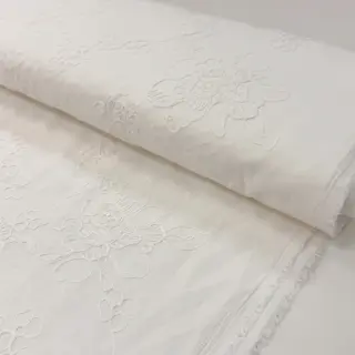 Cotton fabric VOILE EMBROIDERY Flowers white