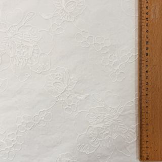 Cotton fabric VOILE EMBROIDERY Flowers white