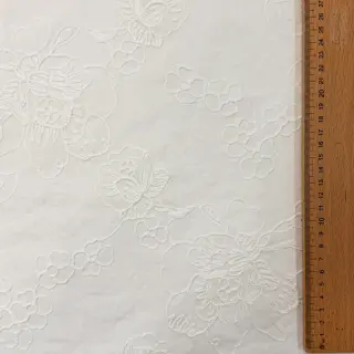 Cotton fabric VOILE EMBROIDERY Flowers white