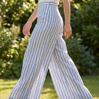 Cotton fabric YARN DYED Stripes Nina blue