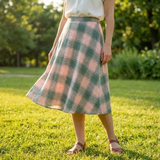 Viscose CRINKLE Check peach