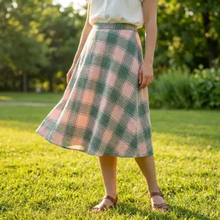 Viscose CRINKLE Check peach
