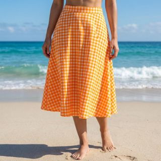 Cotton fabric YARN DYED NEON SMALL Checks orange