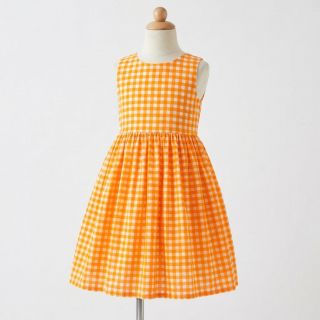 Cotton fabric YARN DYED NEON SMALL Checks orange