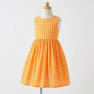 Cotton fabric YARN DYED NEON SMALL Checks orange