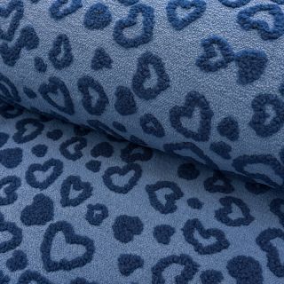 Coat fabric TEDDY Hearts jeans