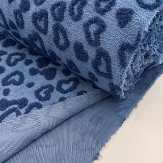 Coat fabric TEDDY Hearts jeans