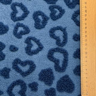 Coat fabric TEDDY Hearts jeans