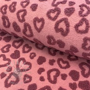 Coat fabric TEDDY Hearts old pink