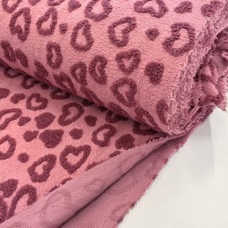 Coat fabric TEDDY Hearts old pink