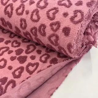 Coat fabric TEDDY Hearts old pink