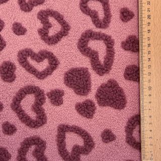 Coat fabric TEDDY Hearts old pink