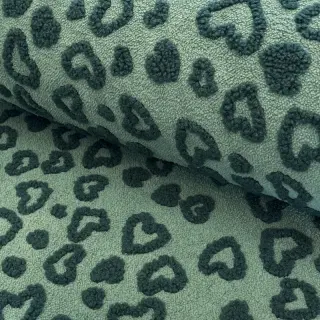 Coat fabric TEDDY Hearts old green